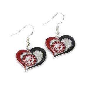 New Aminco NCAA Alabama‎ Crimson Tide Swirl Heart Earrings for Woman